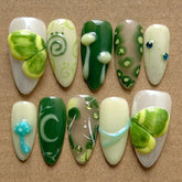 Hot SaleGreen MothHandmade Artificial Gel Nail Press-On Nails