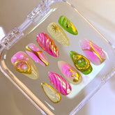 Brilliant Purples and RedsCarefully designed pure handmade press-on gel nails