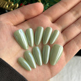 Hot SaleGreen Magic Mirror Pink Almond NailHandmade Artificial Gel Nail Press-On Nails
