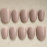 Milk Tea Colored Oval NailsCarefully designed pure handmade press-on gel nails