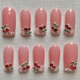 NewCherry Square NailCarefully designed pure handmade press-on gel nails