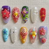 3D Purple Flower NailCarefully designed pure handmade press-on gel nails