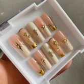 Hot SaleGolden RoseHandmade Artificial Gel Nail Press-On Nails