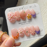 Hot SaleCute Nails Press On Nails 3D Flowers NailsHandmade Artificial Gel Nail Press-On Nails
