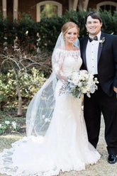 Ivory Lace Mermaid Off-the-Shoulder Long Sleeves Wedding Dresses