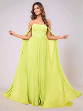 Sleeveless Chiffon Bridesmaid Dress With Drop Train