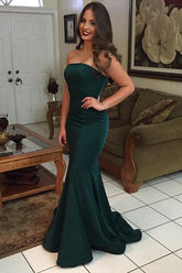 Mermaid Strapless Off Shoulder Simple Cheap Long Prom Dresses