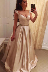 Charming A-Line V-Neck Prom Dresses Long, Evening Dress Formal Dress