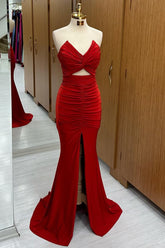 Strapless Twisted Knot Mermaid Long Formal Dress with Slit