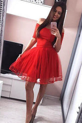 Off the Shoulder Black A-Line Homecoming Dresses Chic Little Black Dress