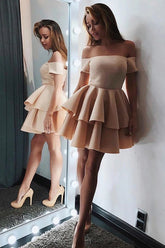 Chic A-line Off-the-shoulder Short/Mini Prom Dresses Cocktail Dresses