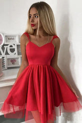 Spaghetti Strap Red Short Prom Dress Mini Homecoming Dress