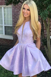 Floral Homecoming Dresses with Pocket Halter Graduation Dress,