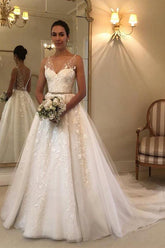 Rustic V-Neck Lace Wedding Dresses Wedding Dress