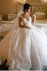 Floral Lace Wedding Dresses Vintage Ball Gown Wedding Dress