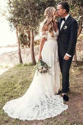 Lace Wedding Dresses Off the Shoulder Beach Wedding Dresses