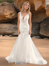 Deep V-neck Tank Lace Mermaid Bridal Dress