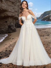 Deep V-neck Lace Embroidery Beach Wedding A-line Bridal Dress