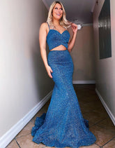 Mermaid Spaghetti Straps Sequins Prom Dress
