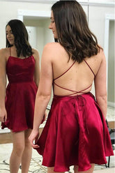 Mini Backless Satin Short Homecoming Dresses, Short Party Dress