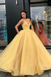 Organza Princess Ball Gown Sweetheart Prom Dresses, Long Formal Dresses