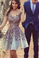 Charming Junior Homecoming Dresses, Cheap Short Prom Dress With Appliques