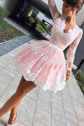 Cute A-line Long Sleeves Short Prom Dress, Homecoming Dresses on Line
