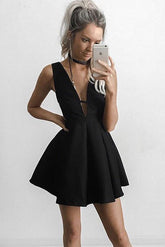 Charming Sleeveless V-neck Homecoming Dress, Short Prom Dress