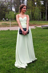 Chiffon Sweetheart Floor Length Long Prom Dresses, Evening Dresses