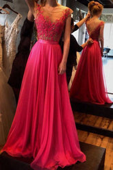 Gorgeous Chiffon A-line Cap Sleeves Prom Dresses, Party Dresses with Lace