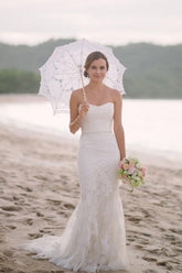 White Lace Mermaid Sweetheart Off Shoulder Beach Wedding Dresses