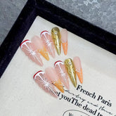 10pcs Handmade Press On Nails 3D Simulation Sweet Orange Designs False Nail Patches Reusable Long Stiletto Fake Nails Salon Art