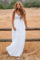 Simple White Lace A-line Plus Size Beach Wedding Dresses, Bridal Dresses