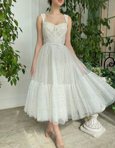 Straps Short Tulle White Homecoming Dress