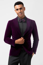 Dark Purpke Velvet Peak Lapel 2 Pieces Prom Men's Suits