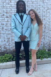 White Peak Lapel Black Edge 2 Pieces Men's Prom Suits