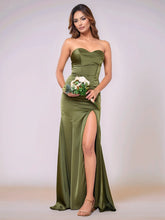 Sweetheart Acetate Satin Mermaid Bridesmaid Dress With Split