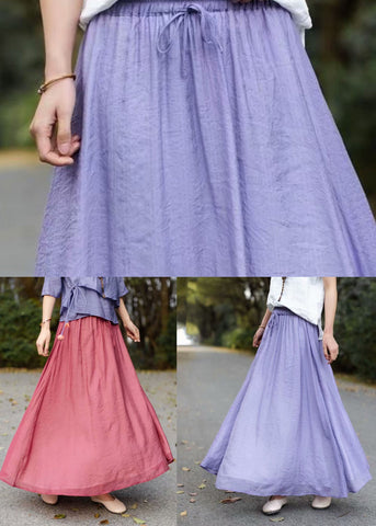Bohemian Red Wrinkled Elastic Waist Patchwork Cotton Skirts Summer Bohemian Red Wrinkled Elastic Waist Patchwork Cotton Skirts Summer
