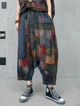 Women Summer Retro Plaid Spliced Pocket Low Crotch Pants