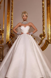 Bmbridal Ivory Sweetheart Ball Gown Wedding Dress Satin