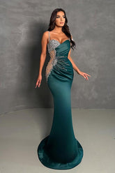 Bmbridal Spaghetti-Straps Mermaid Evening Gown Sleeveless With Beads