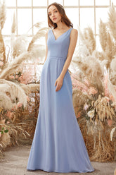 V Neck Chiffon Bridesmaid Dress