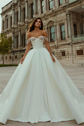 Bmbridal Off-the-Shoulder Princess Wedding Dress With Crystals