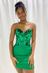 Trendy Sheath Sweetheart Green Corset Homecoming Dress
