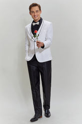 White Men's 3 Piece Shawl Lapel Prom Suits
