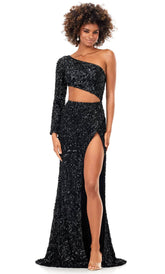 Sequin One Sleeve Evening Gown
