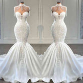 Bmbridal White Sweetheart Wedding Dress Mermaid Lace Long