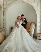 BMbridal V-Neck Sleeveless Prince Wedding Dress Ball Gown With Lace