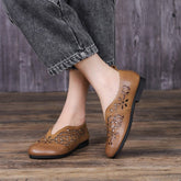 Retro Soft Hollow Leather Flat Summer Casual Shoes