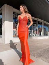 Mermaid V Neck Beaded Satin Prom Dress